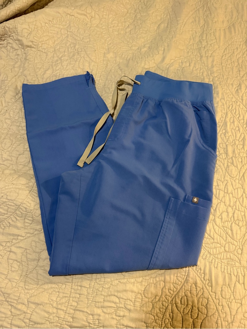 Figs ceil blue High Waisted yola Skinny scrub pants
